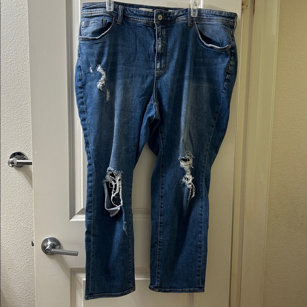 Anthropologie Pilcro Blue Distressed Cropped Jeans Size 20w